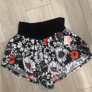 FP Movement by Free People Black Floral Athletic Shorts